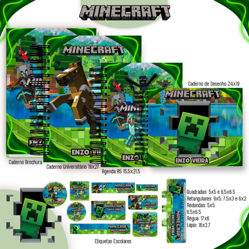 Minecraft Kit Escolar 2025 Pamella Vieira Nick Design