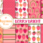 Papel Digital Tema Morango brilhante