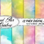 Papel Digital Tema nuvem arco-iris aquarela