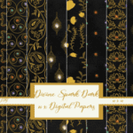 Papel Digital Tema Monograma Dourado e Preto