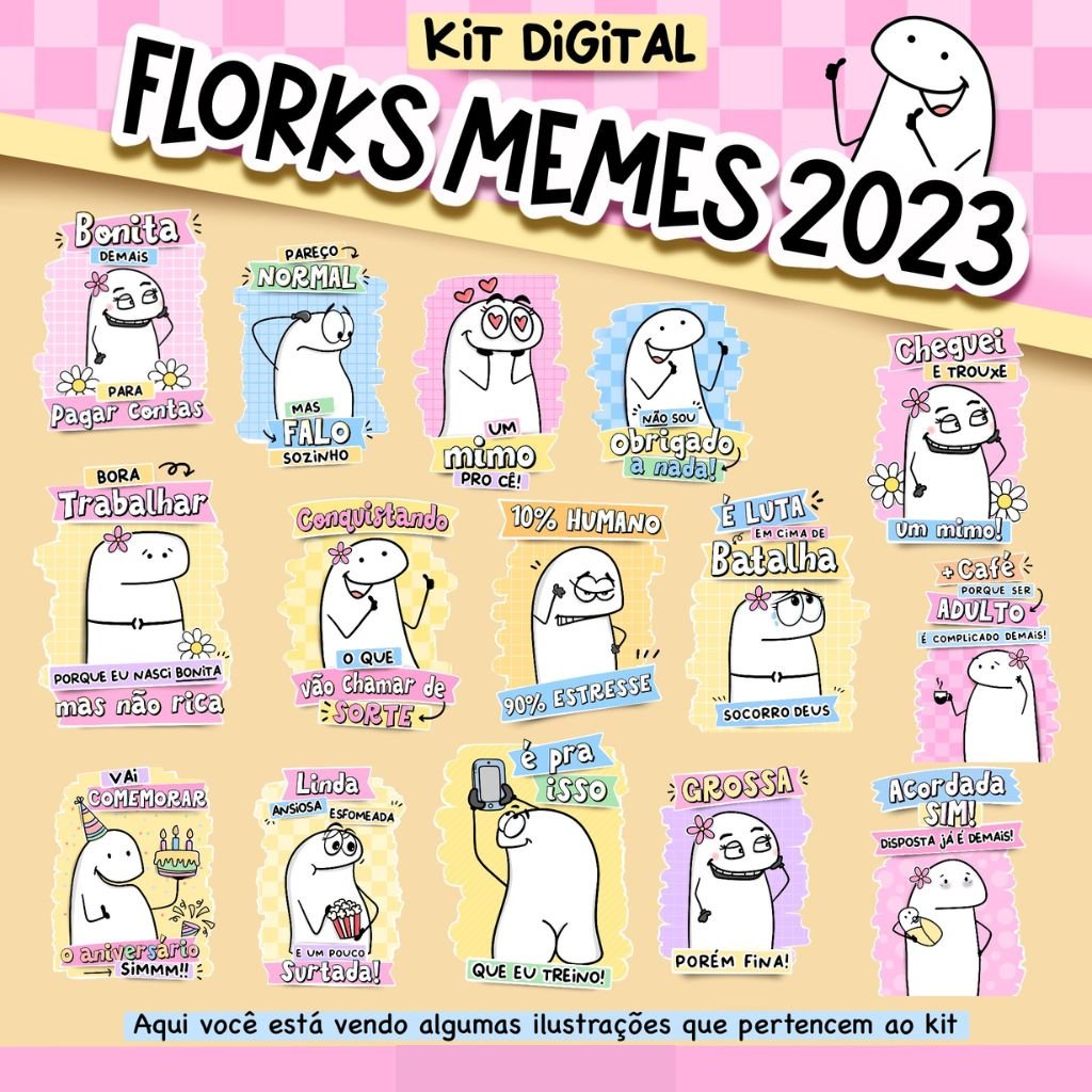 Kit Digital Florks Memes 2023 Ilustracin - Png