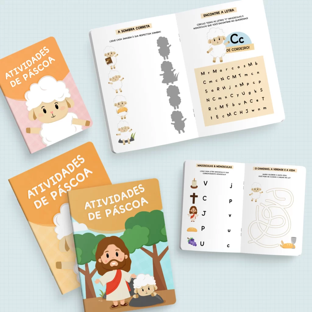 Caderno de Atividades | Páscoa Coelho e Cordeiro | Brochura A5 + A6 - Imagem 2