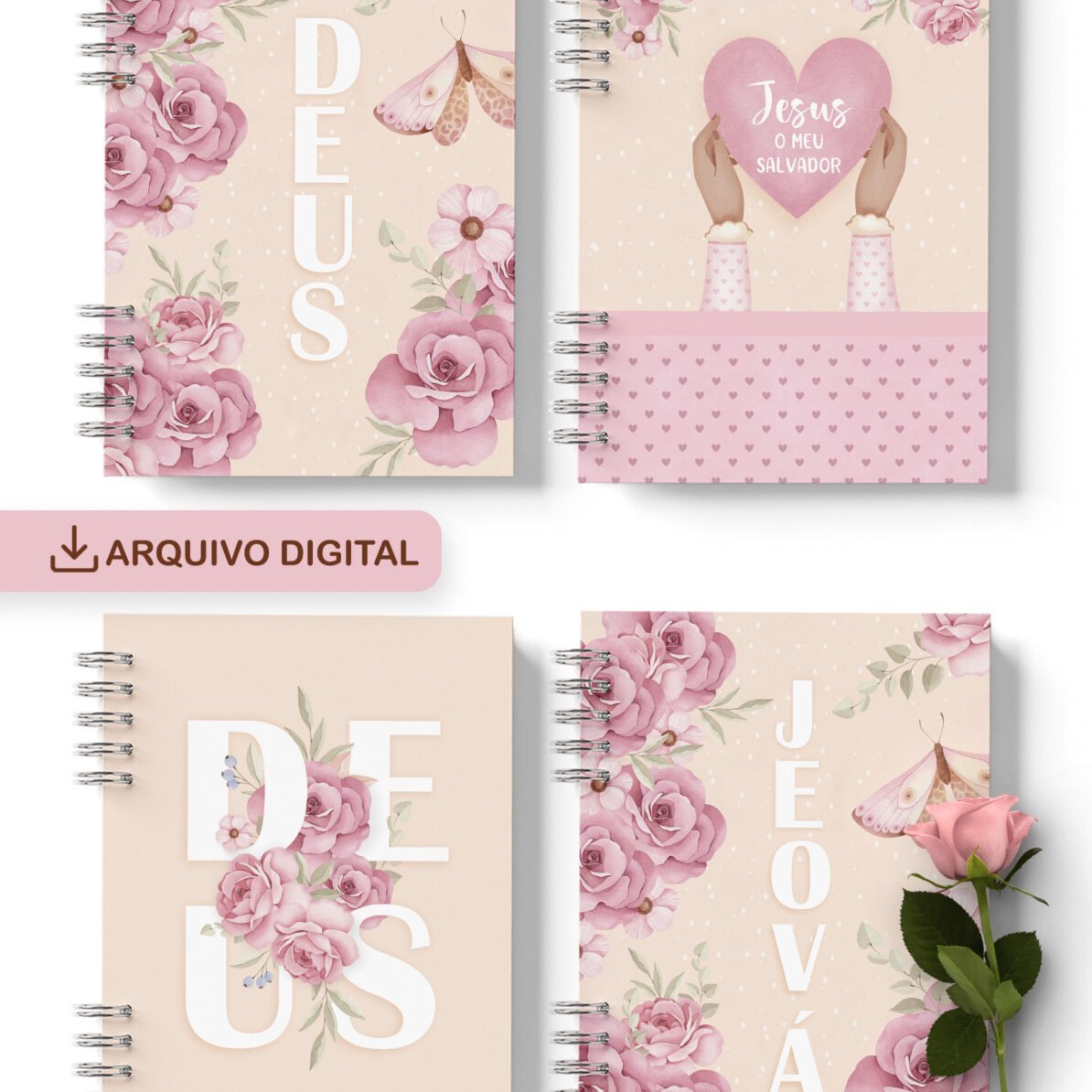 Kit 10 Capas e Miolo Decorado Coleção Jardim de Rosas - Imagem 1