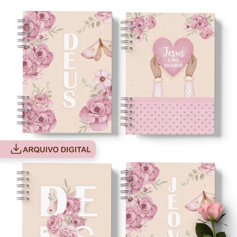 Kit 10 Capas e Miolo Decorado Coleção Jardim de Rosas - Imagem 1