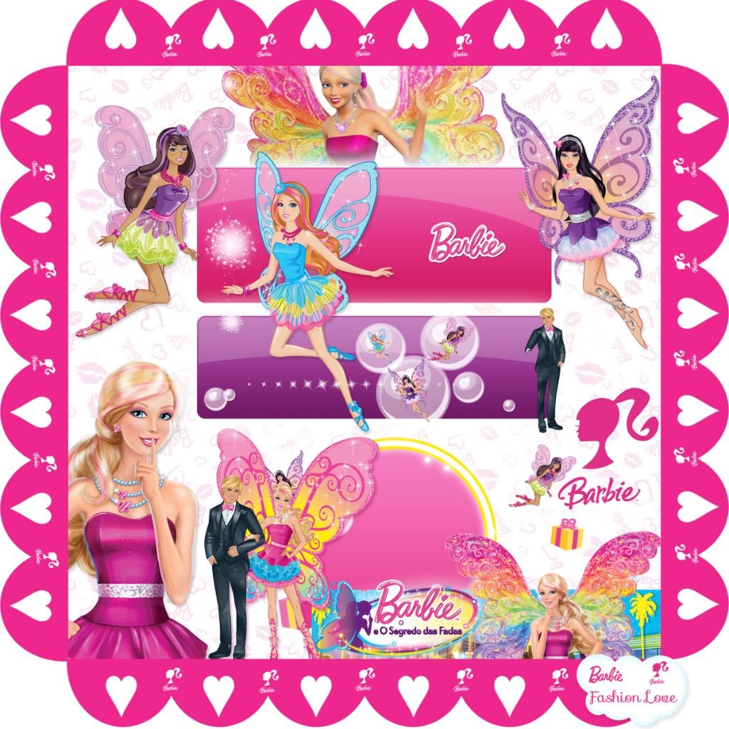 Topo Bolo Barbie Nome  O Segredo das Festas - LOJA DE ARTIGOS