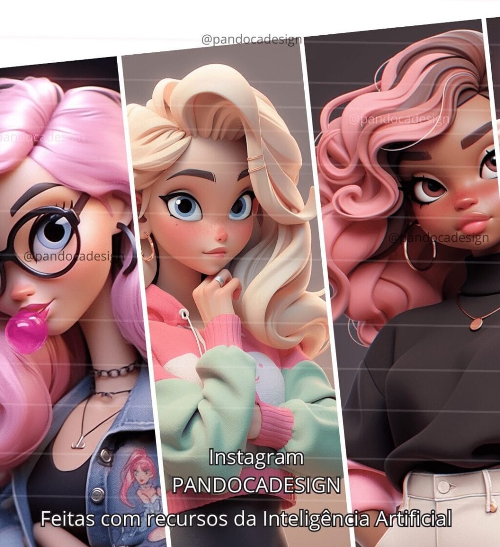 Kit Digital Mascotes 3D Rosa - Imagem 3