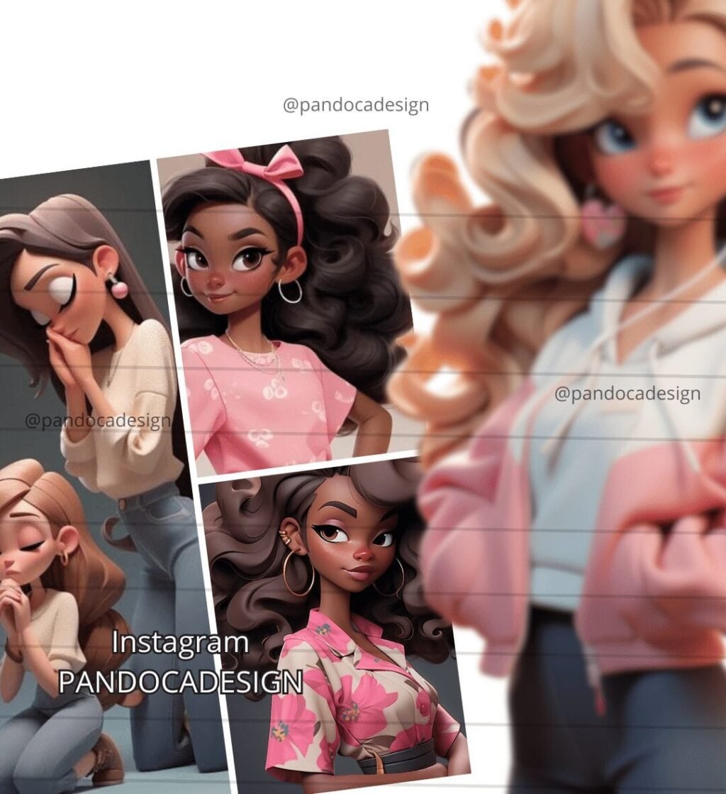 Kit Digital Mascotes 3D Rosa - Imagem 2