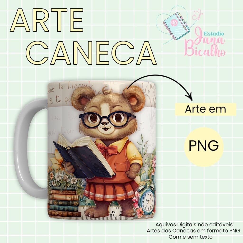 Estampas Canecas Ursinhos Vintage Professores - Imagem 4