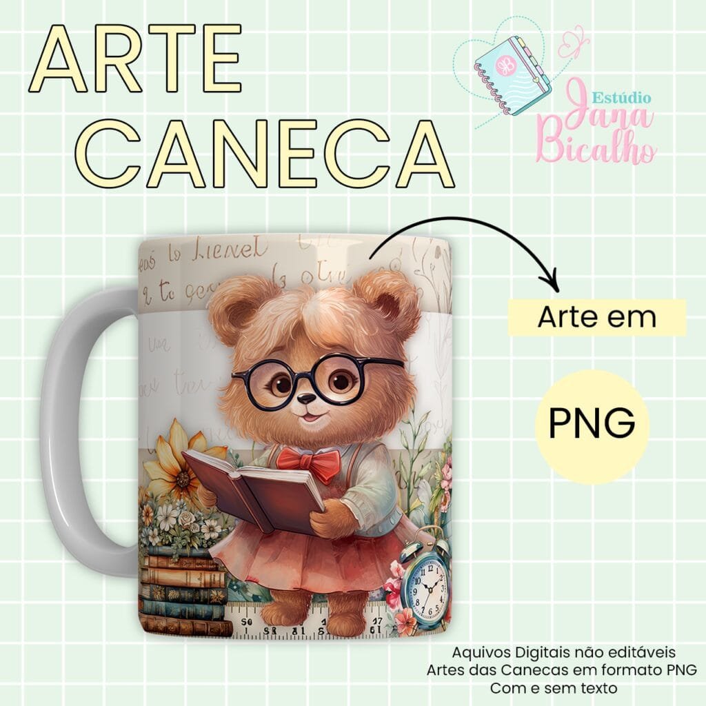 Estampas Canecas Ursinhos Vintage Professores - Imagem 6