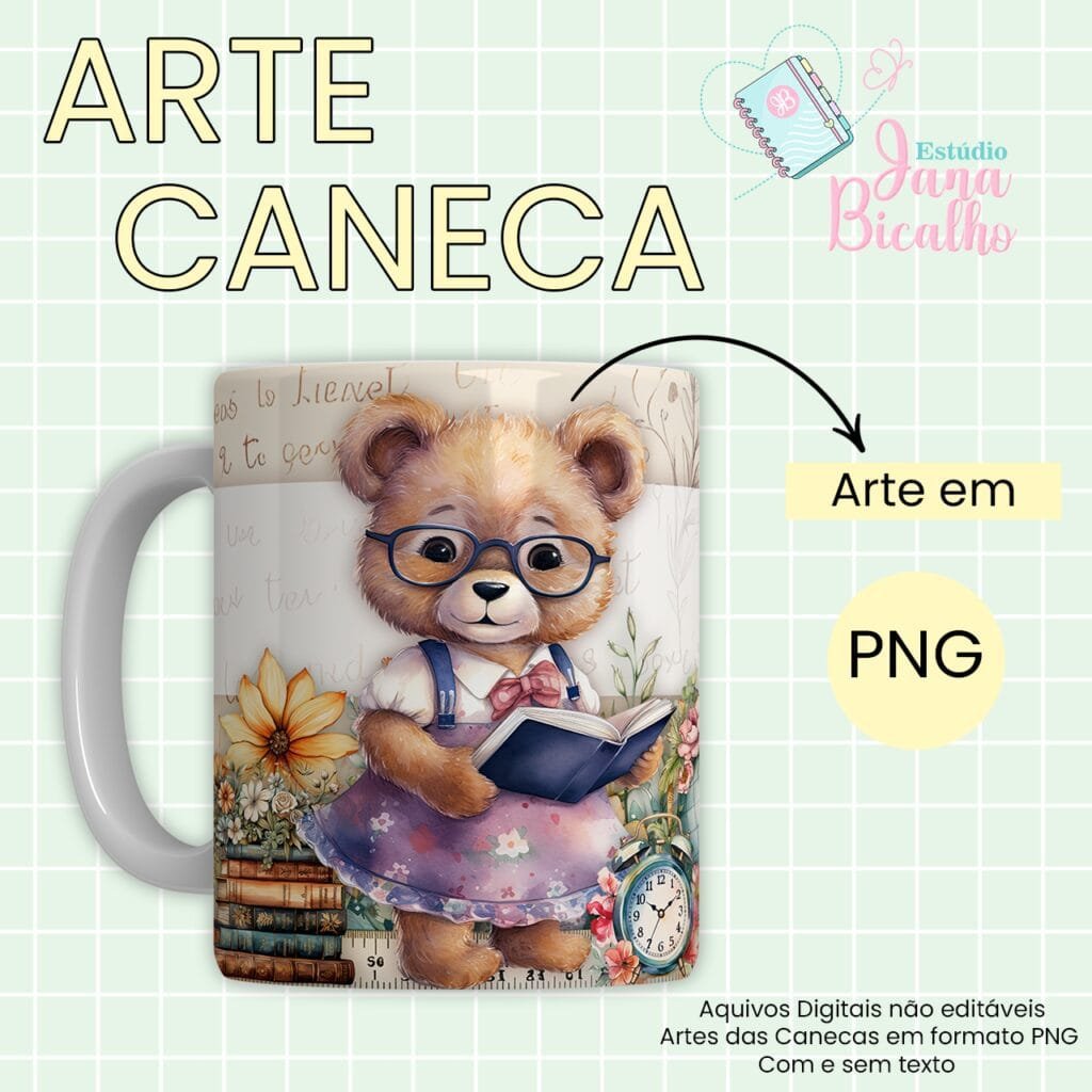 Estampas Canecas Ursinhos Vintage Professores - Imagem 7