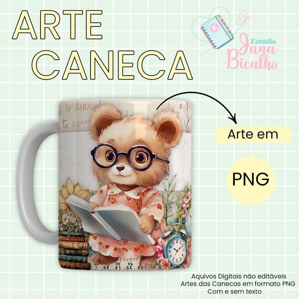 Estampas Canecas Ursinhos Vintage Professores - Imagem 10