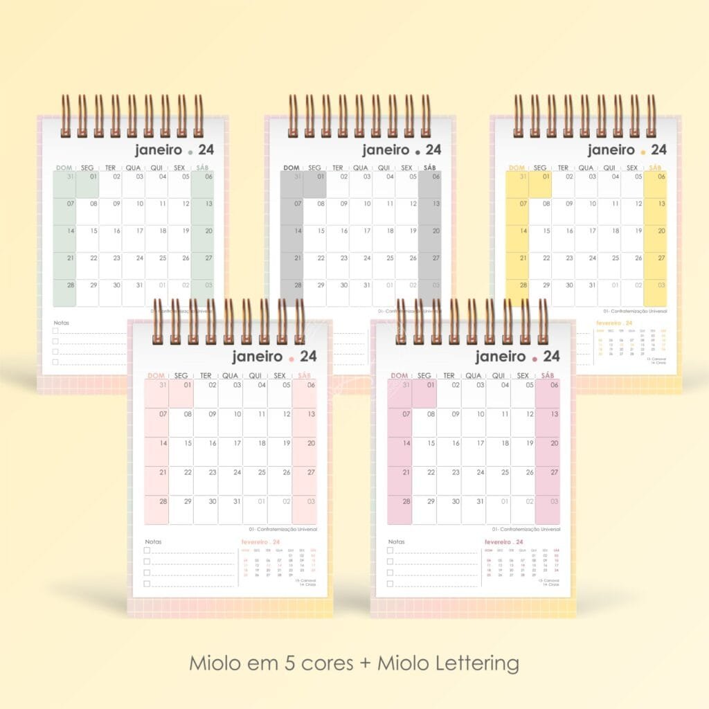 COMBO - Calendários de Mesa Lettering 2024 (Pocket | A6 | Mini | Display | Parede) - Imagem 2