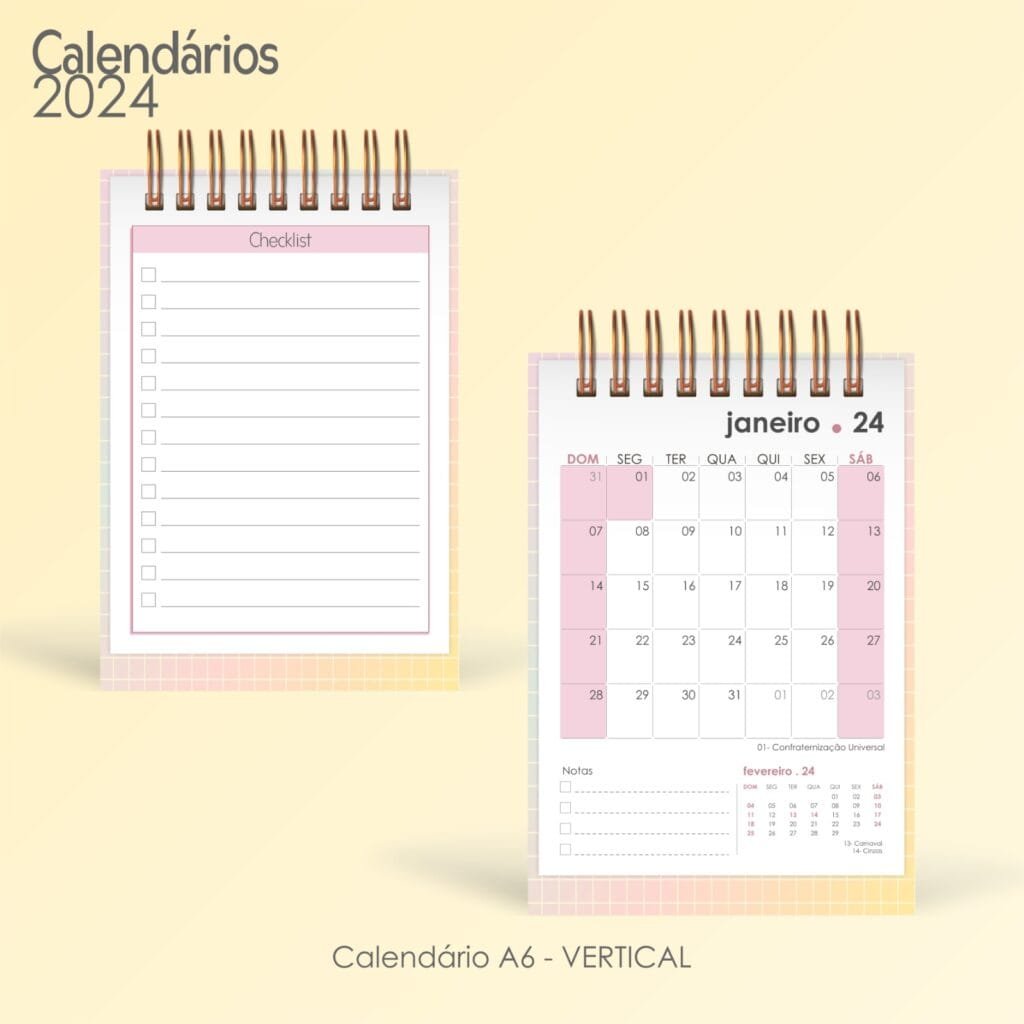 COMBO - Calendários de Mesa Lettering 2024 (Pocket | A6 | Mini | Display | Parede) - Imagem 7