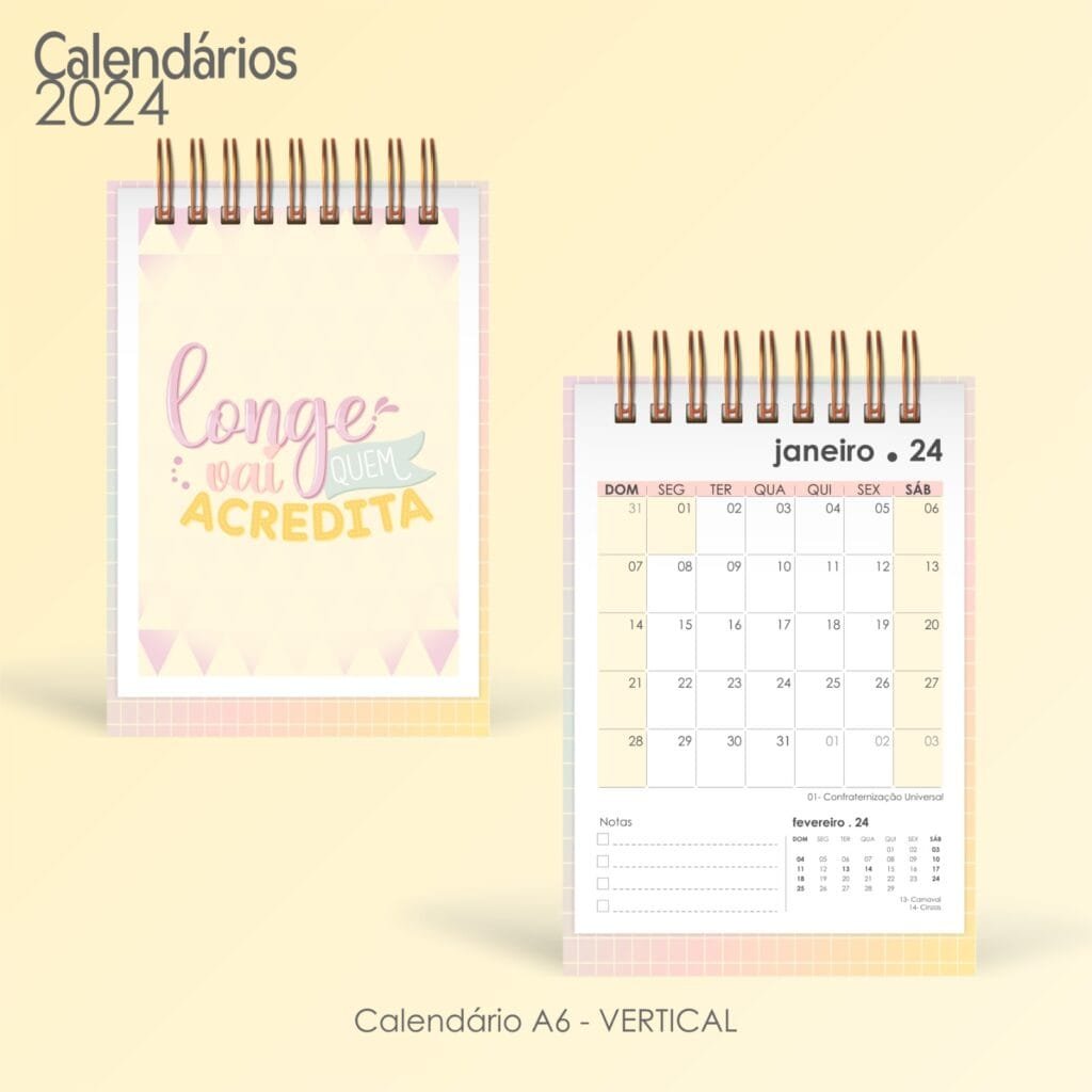 COMBO - Calendários de Mesa Lettering 2024 (Pocket | A6 | Mini | Display | Parede) - Imagem 9