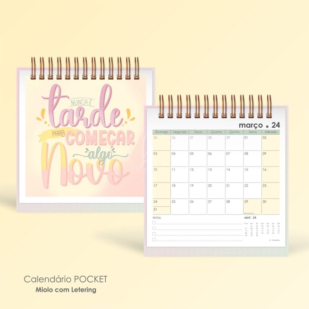 COMBO - Calendários de Mesa Lettering 2024 (Pocket | A6 | Mini | Display | Parede) - Imagem 28