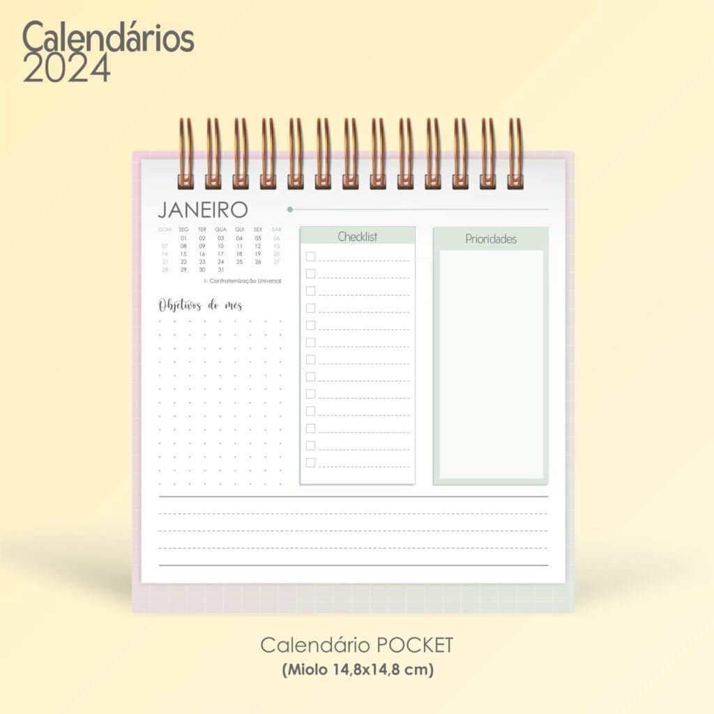 COMBO - Calendários de Mesa Lettering 2024 (Pocket | A6 | Mini | Display | Parede) - Imagem 26