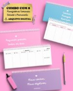 Combo 8 arquivos Desk Planner Semanal Permanente e Datado 2024