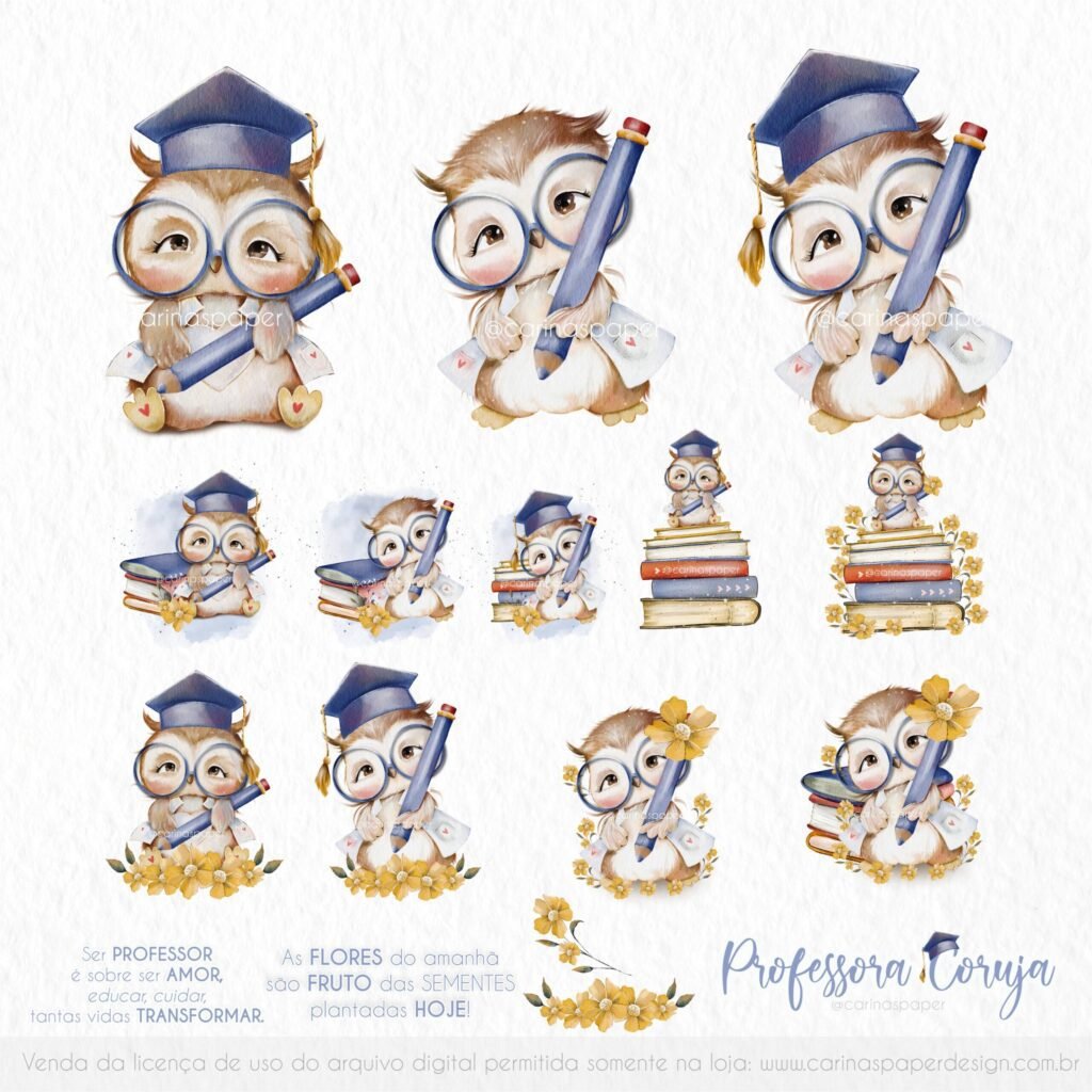 Mini Kit de Ilustrações Professora Coruja 2023 - Imagem 2