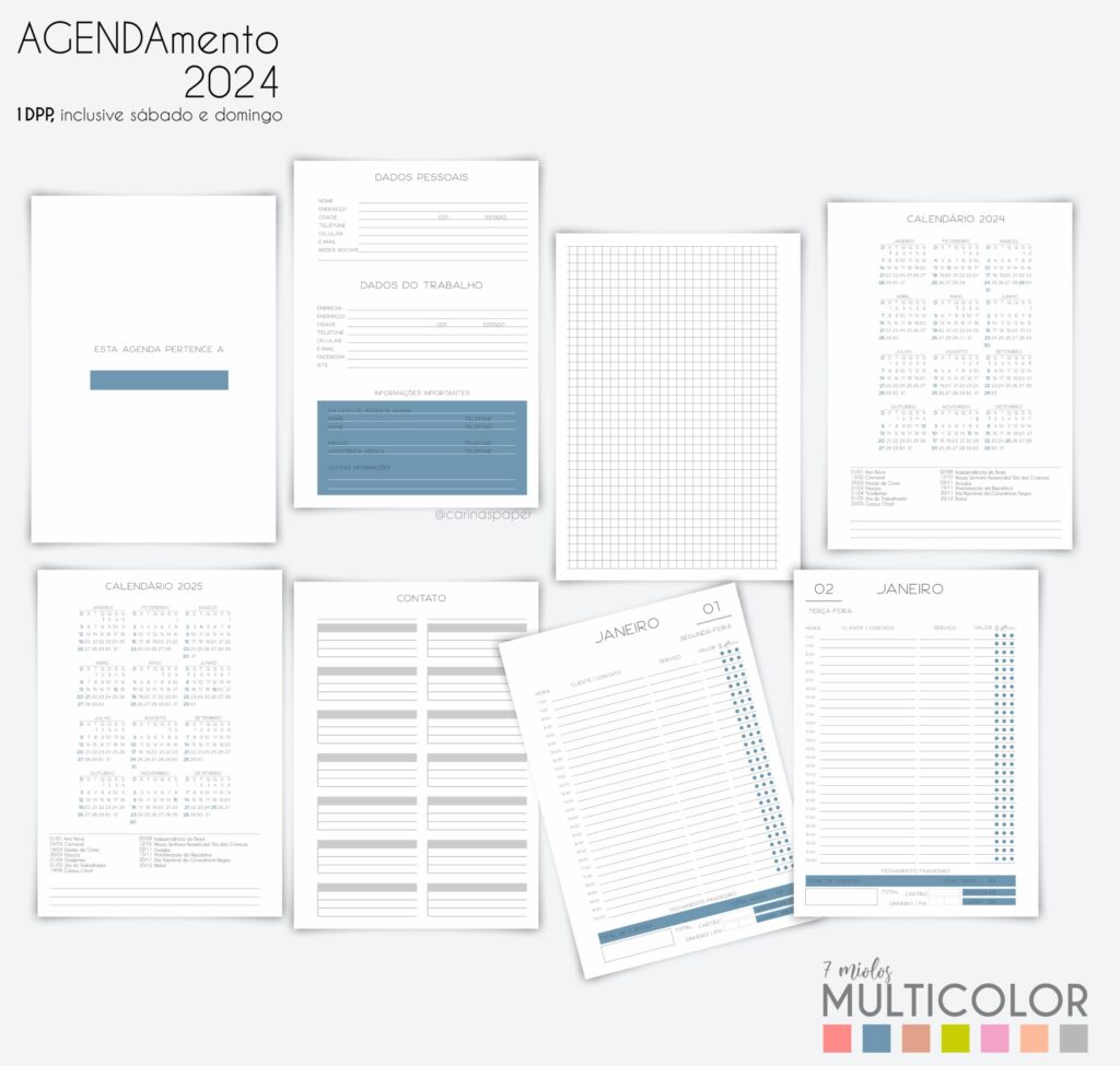 COMBO com 20 capas em PNG, 7 miolos de agendamento datado 2024 - Imagem 7