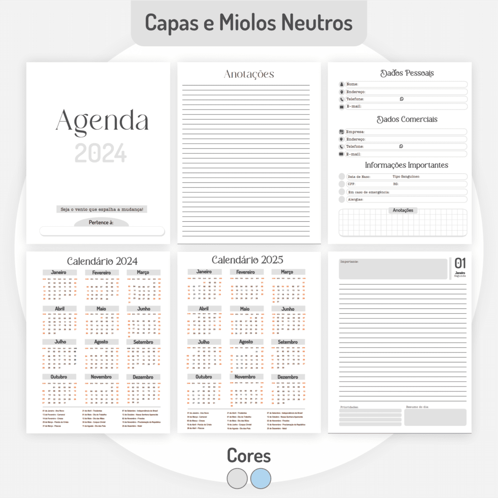 COMBO Miolos Neutros Agendas | Planners 2024 (Pamella) - Imagem 7