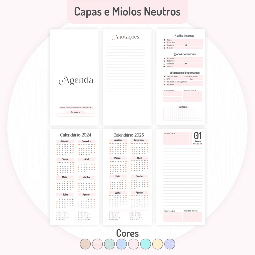 COMBO Miolos Neutros Agendas | Planners 2024 (Pamella) - Imagem 3