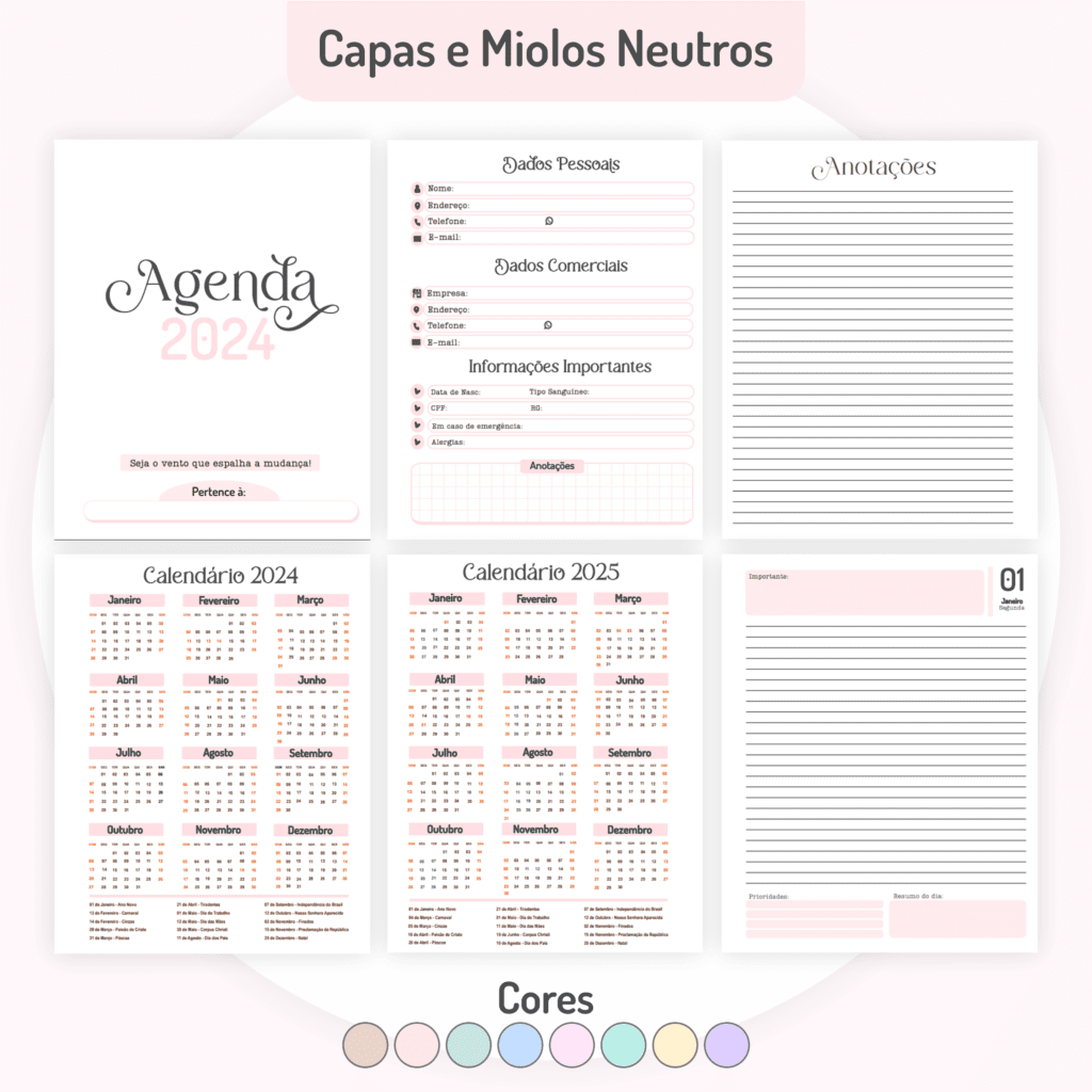 COMBO Miolos Neutros Agendas | Planners 2024 (Pamella) - Imagem 5