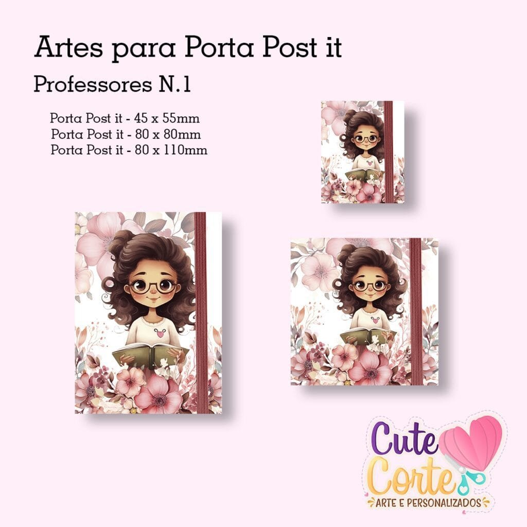 Pack Porta Post it- Professores N1 ( 15 artes – 5 modelos de cada tamanho) - Imagem 4