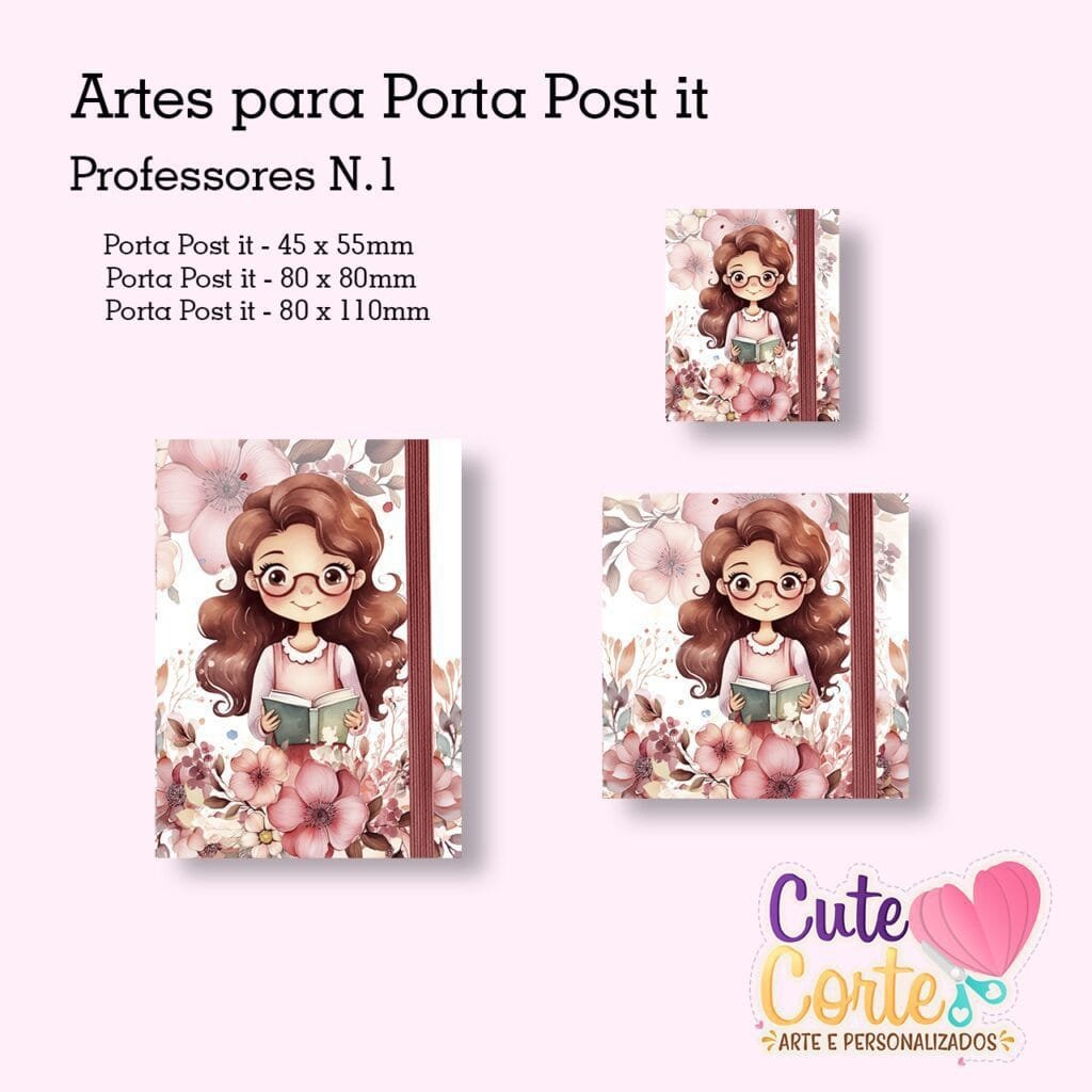 Pack Porta Post it- Professores N1 ( 15 artes – 5 modelos de cada tamanho) - Imagem 2