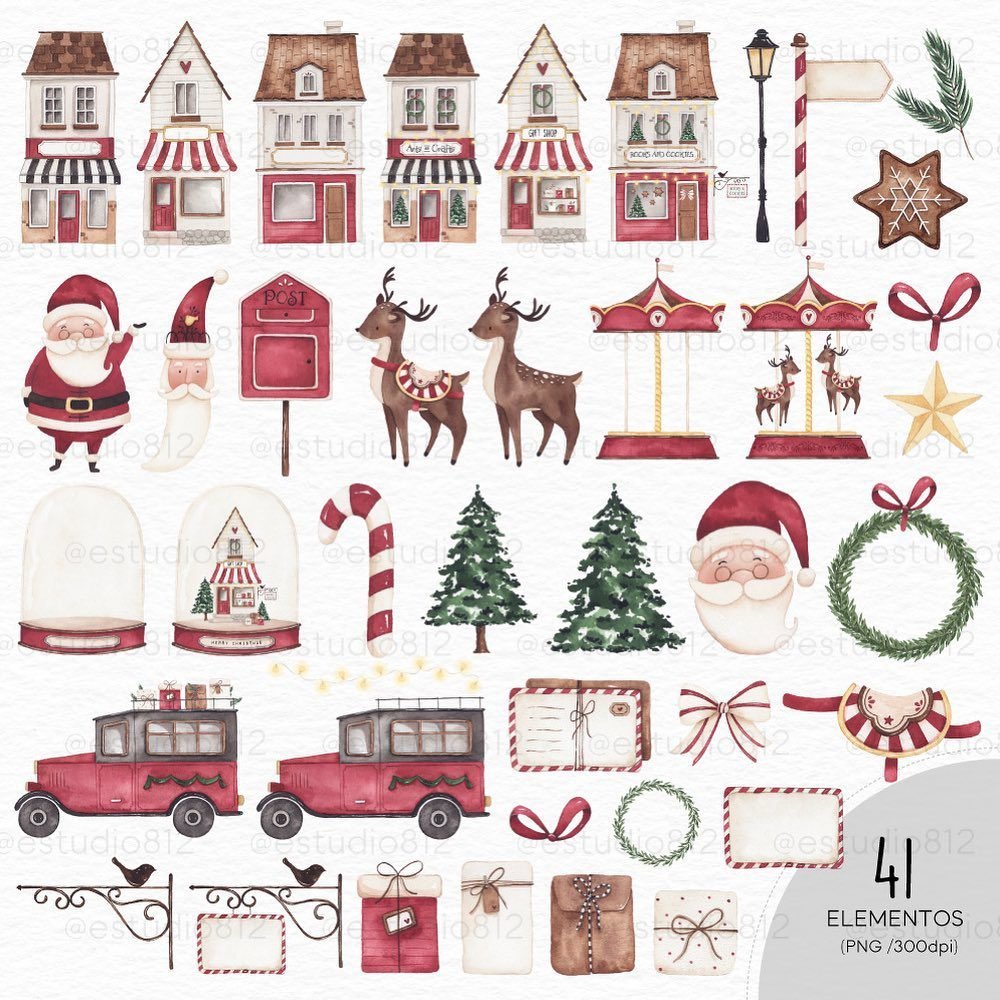 Kit Digital Natal de Jesus – Para colorir – Cliparts em aquarela - Nick  Design