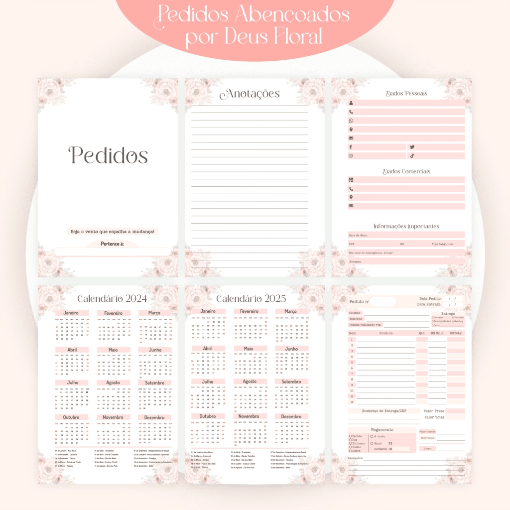Caderno de Pedidos - Abençoados Por Deus Floral - Encadernação (Pamella) - Imagem 2
