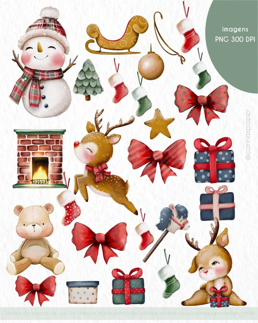 Kit Digital Natal de Jesus – Para colorir – Cliparts em aquarela - Nick  Design