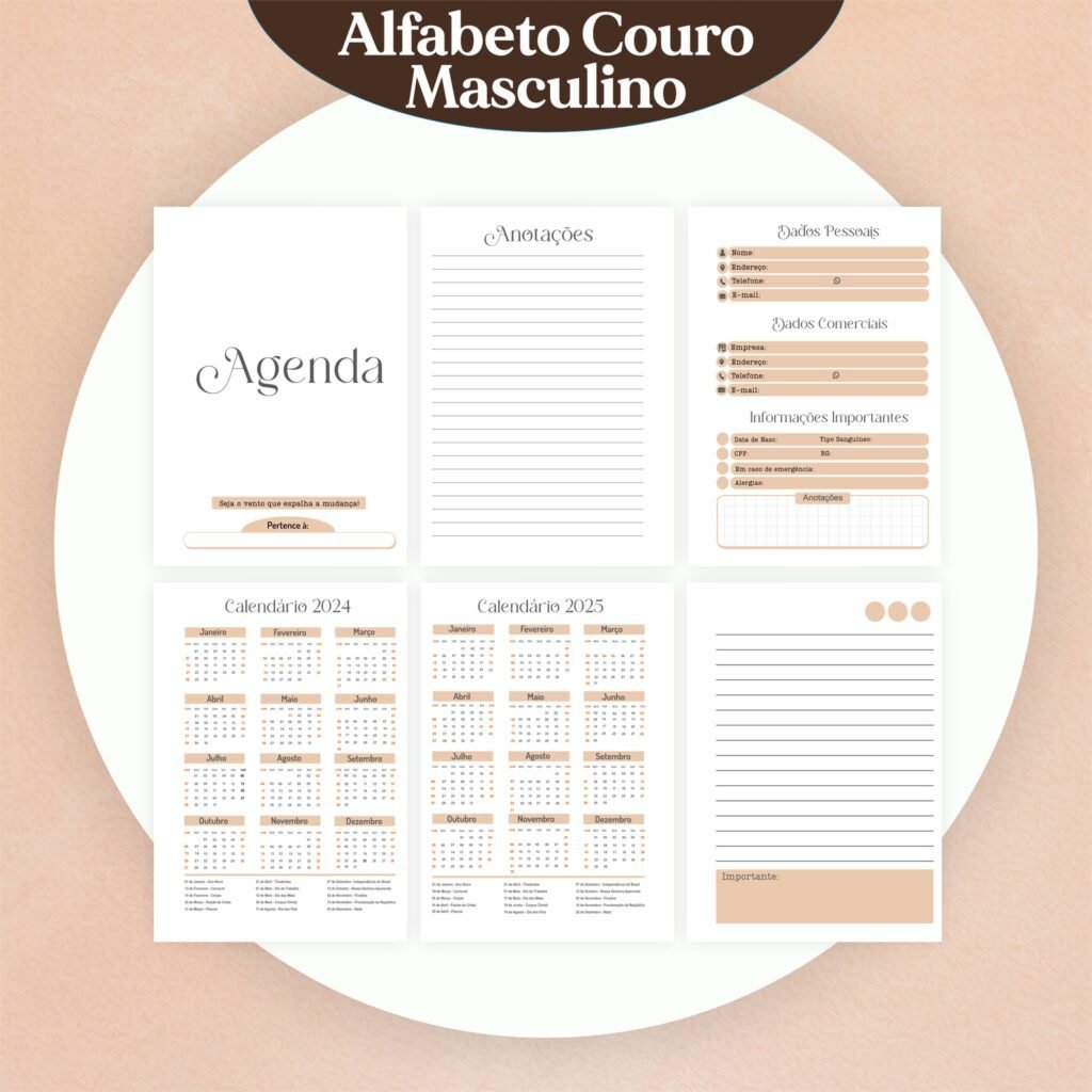 Combo Alfabeto Couro Masculino - Encadernação (Pamella) - Imagem 4