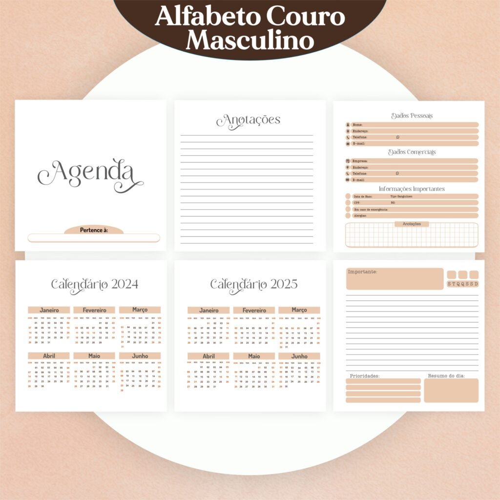Combo Alfabeto Couro Masculino - Encadernação (Pamella) - Imagem 5