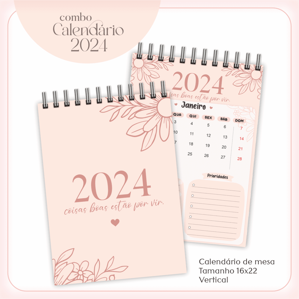 Calendários Neutro 2024 - Mesa | Bloco (Lina Criativa) - Imagem 2
