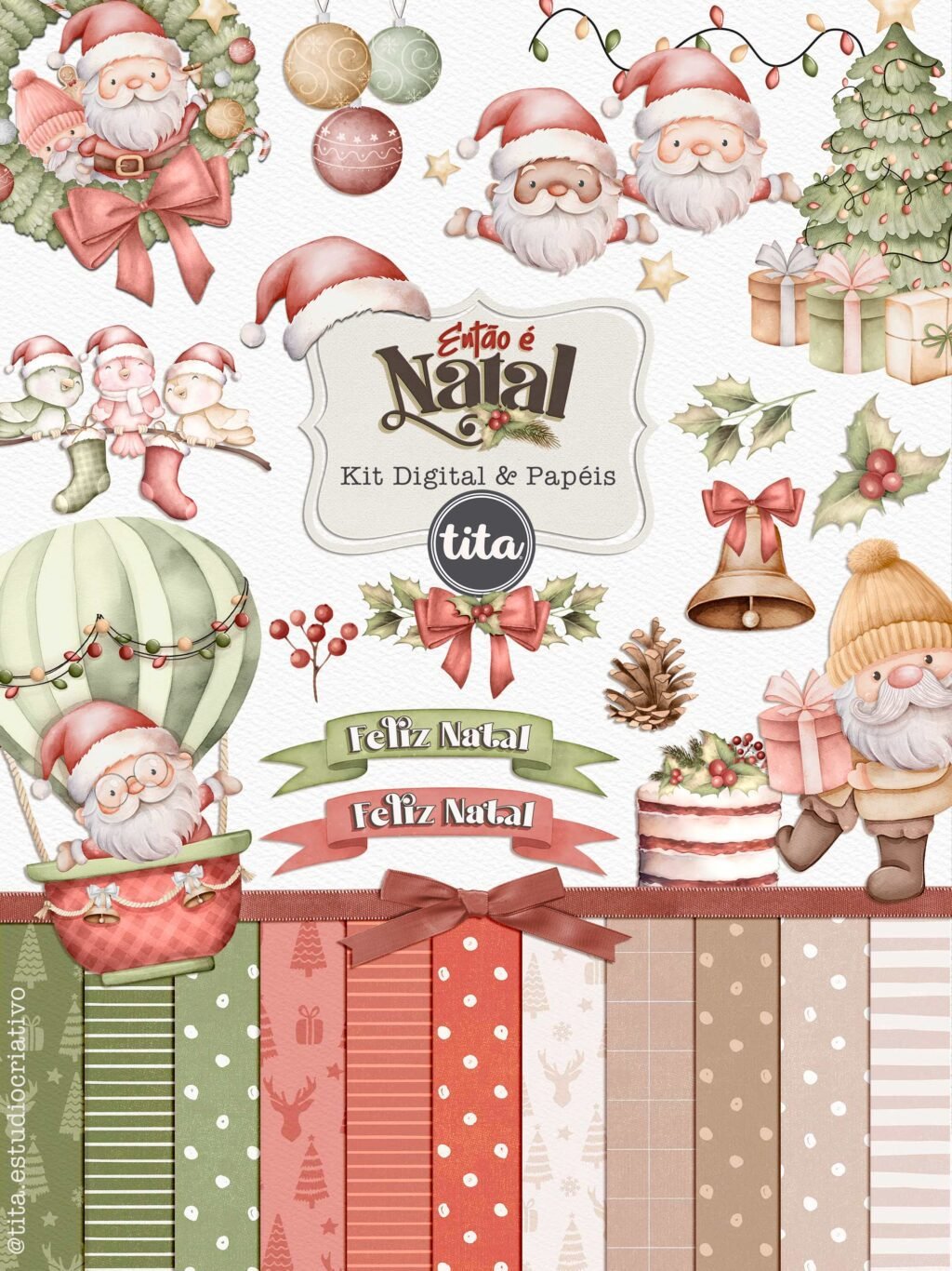 Kit Digital Natal de Jesus – Para colorir – Cliparts em aquarela - Nick  Design
