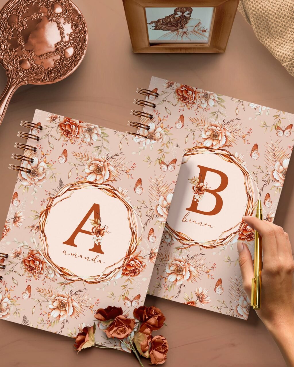 26 Capas Alfabeto A a Z e Miolo Pautado Floral Boho - Imagem 3