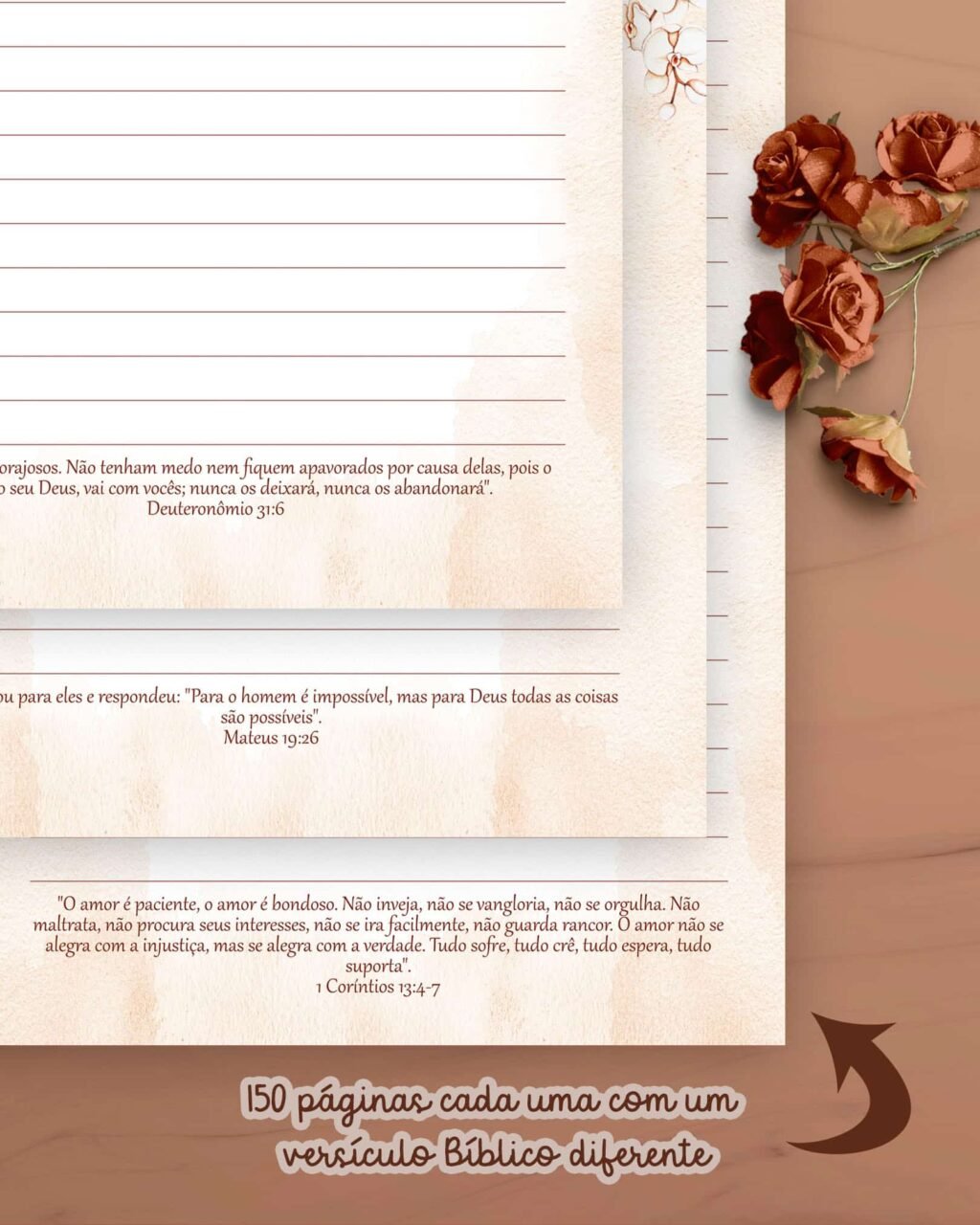 Cadernos Coleção Floral Boho Miolo Pautado com Versículos - Imagem 10