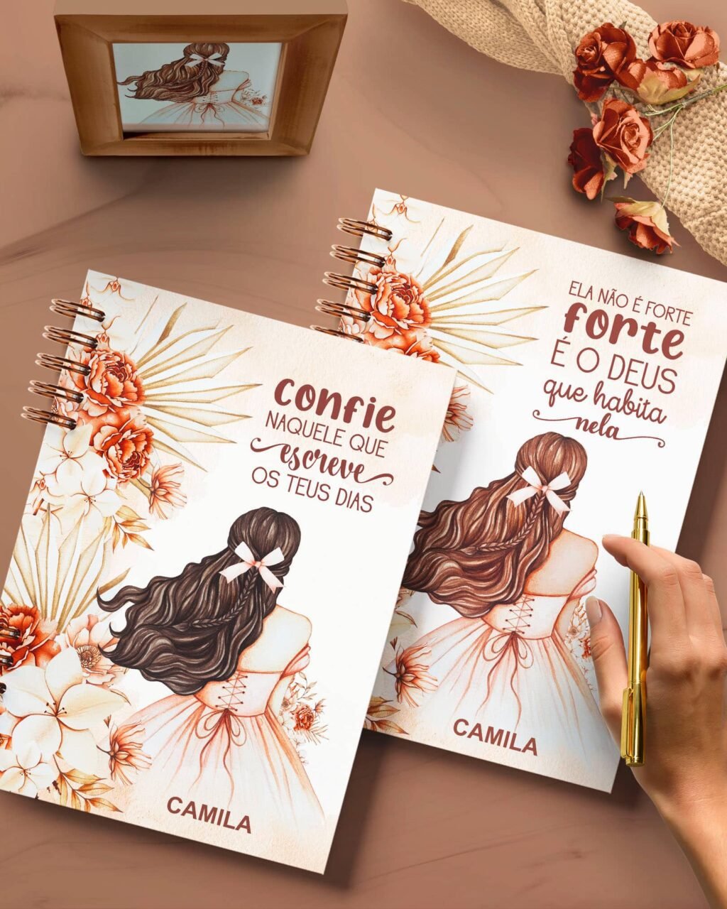 Cadernos Coleção Floral Boho Miolo Pautado com Versículos - Imagem 3