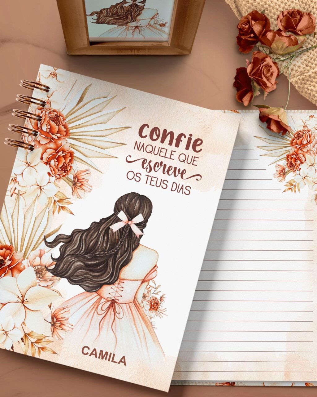 Cadernos Coleção Floral Boho Miolo Pautado com Versículos - Imagem 4