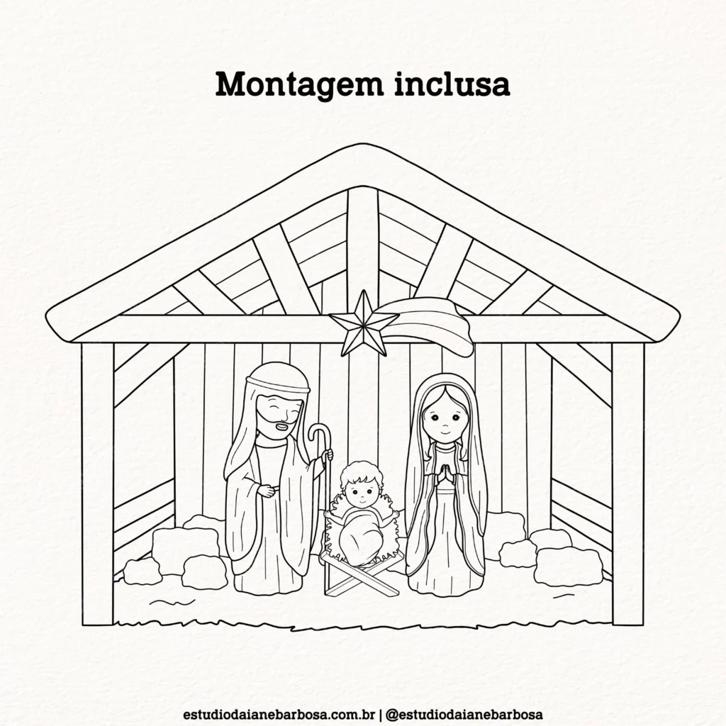 Kit Digital Natal de Jesus – Para colorir – Cliparts em aquarela - Imagem 2