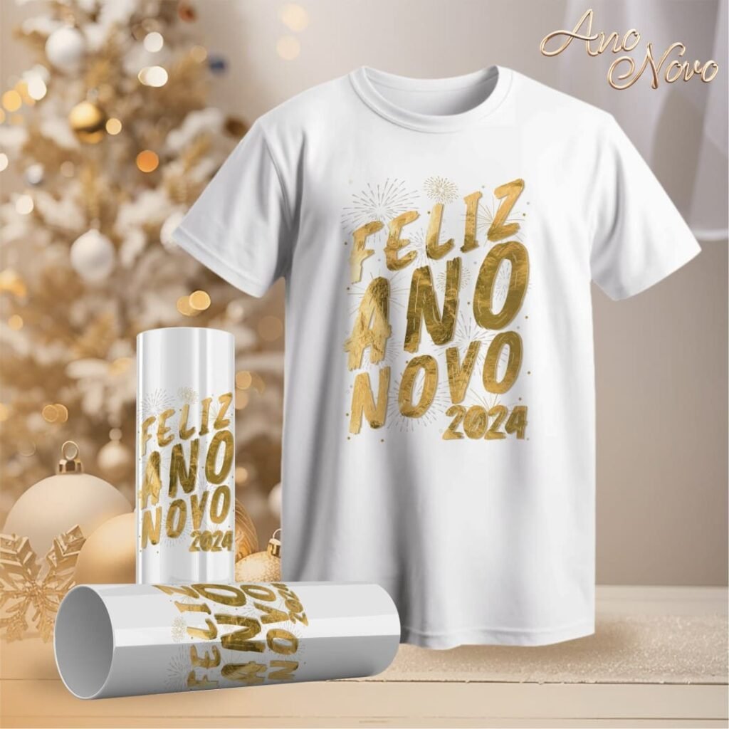 Camiseta Camisa Feliz 2024 Ano Novo Confraternização 2024