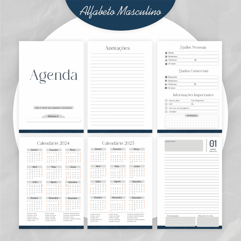 Coleção Alfabeto Masculino - 5 Modelos (Pamella) - Imagem 5