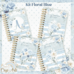 Kit Floral Blue Alfabeto - Bloco | Caderno | Capas  (Clube da Crys)