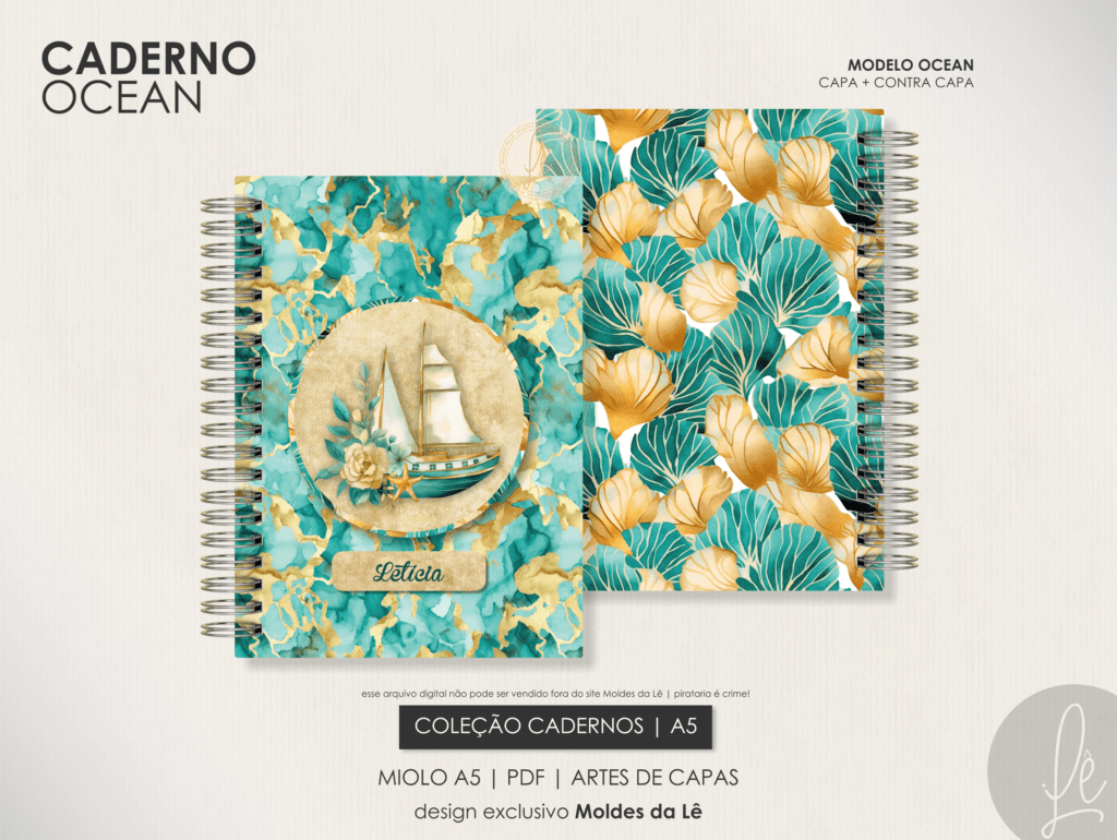 Caderno Pautado A5 - Ocean (Moldes da Lê) - Imagem 1