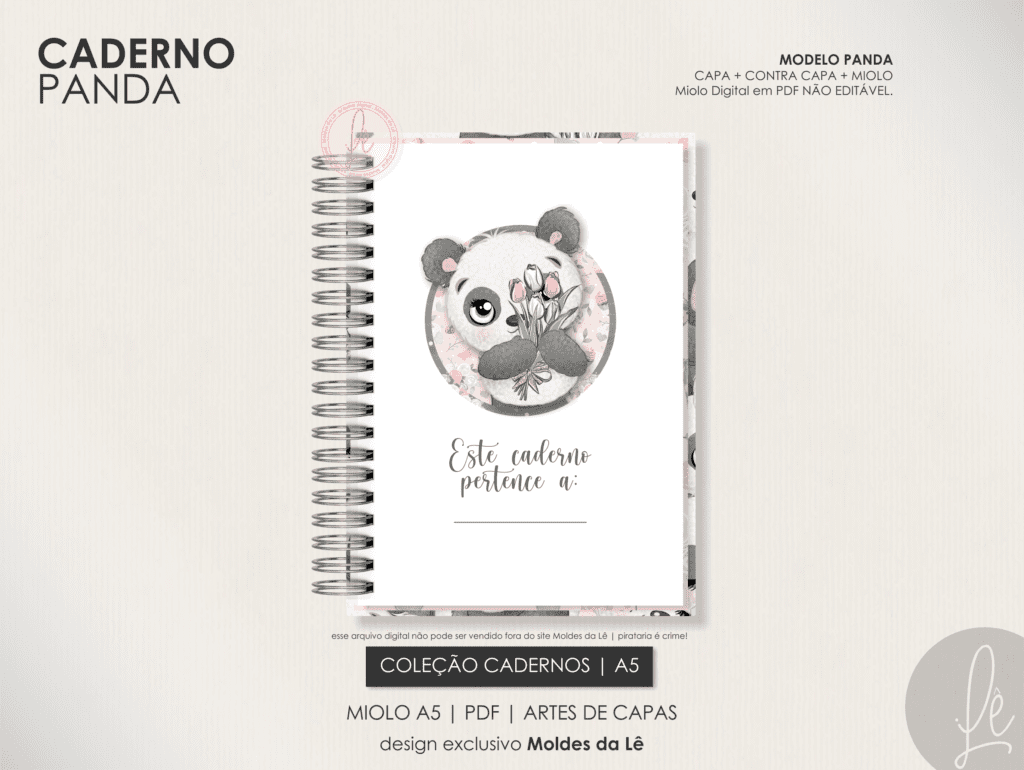 Caderno Pautado A5 - Panda (Moldes da Lê) - Imagem 3