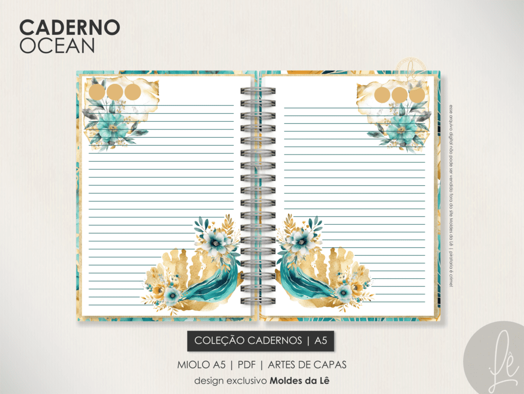 Caderno Pautado A5 - Ocean (Moldes da Lê) - Imagem 2