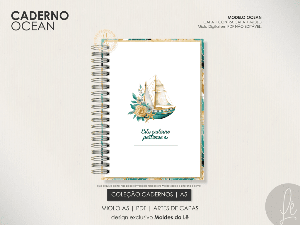 Caderno Pautado A5 - Ocean (Moldes da Lê) - Imagem 3