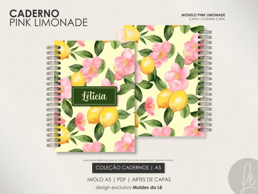 Caderno Pautado A5 - Pink Limonade (Moldes da Lê) - Imagem 1
