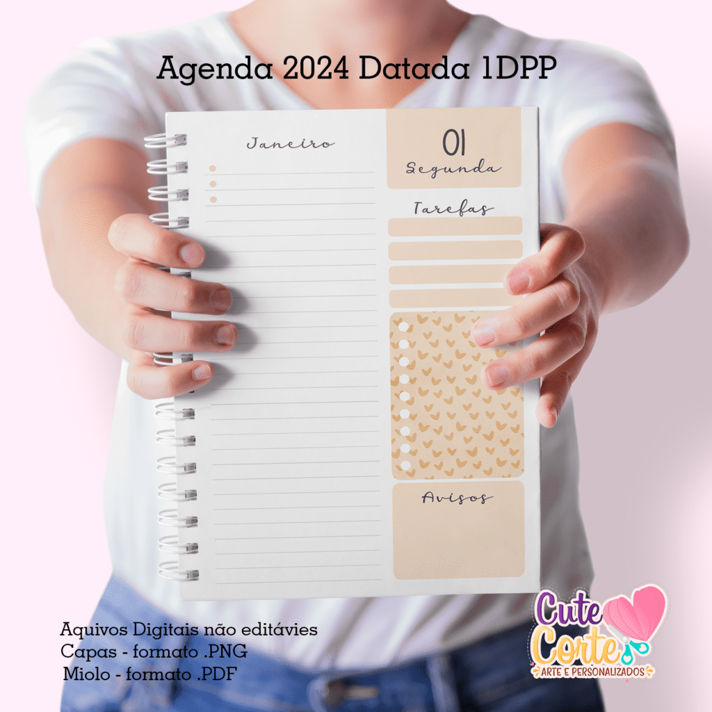 Pack Escolar – Agenda A5 – 15 Capas x 4 miolos - Datados e Permanentes (Cute Corte) - Imagem 5