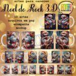 Estampas Noel do Rock 3D - Canecas (Ana Melin)